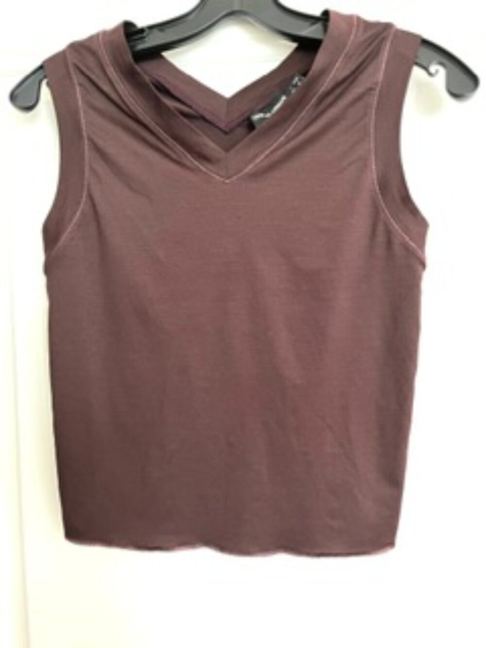 Giorgio Armani Silk Blend Dark Burgundy V-neck Sleeveless Top, Made in Italy